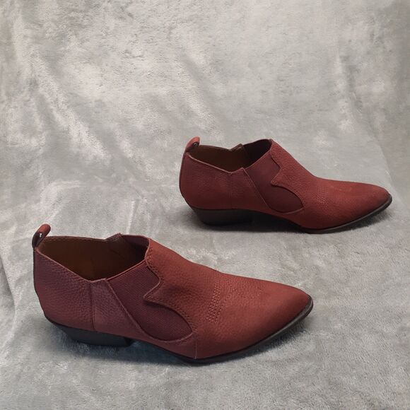 Lucky Brand Joelle Western Leather Ankle Boots Booties Red Cowgirl Size 8.5M - Picture 5 of 12